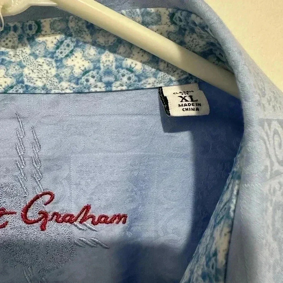 Robert Graham Mens XL‎ Light Blue Paisley Flip Cuff Shirt Button Down - Picture 3 of 5
